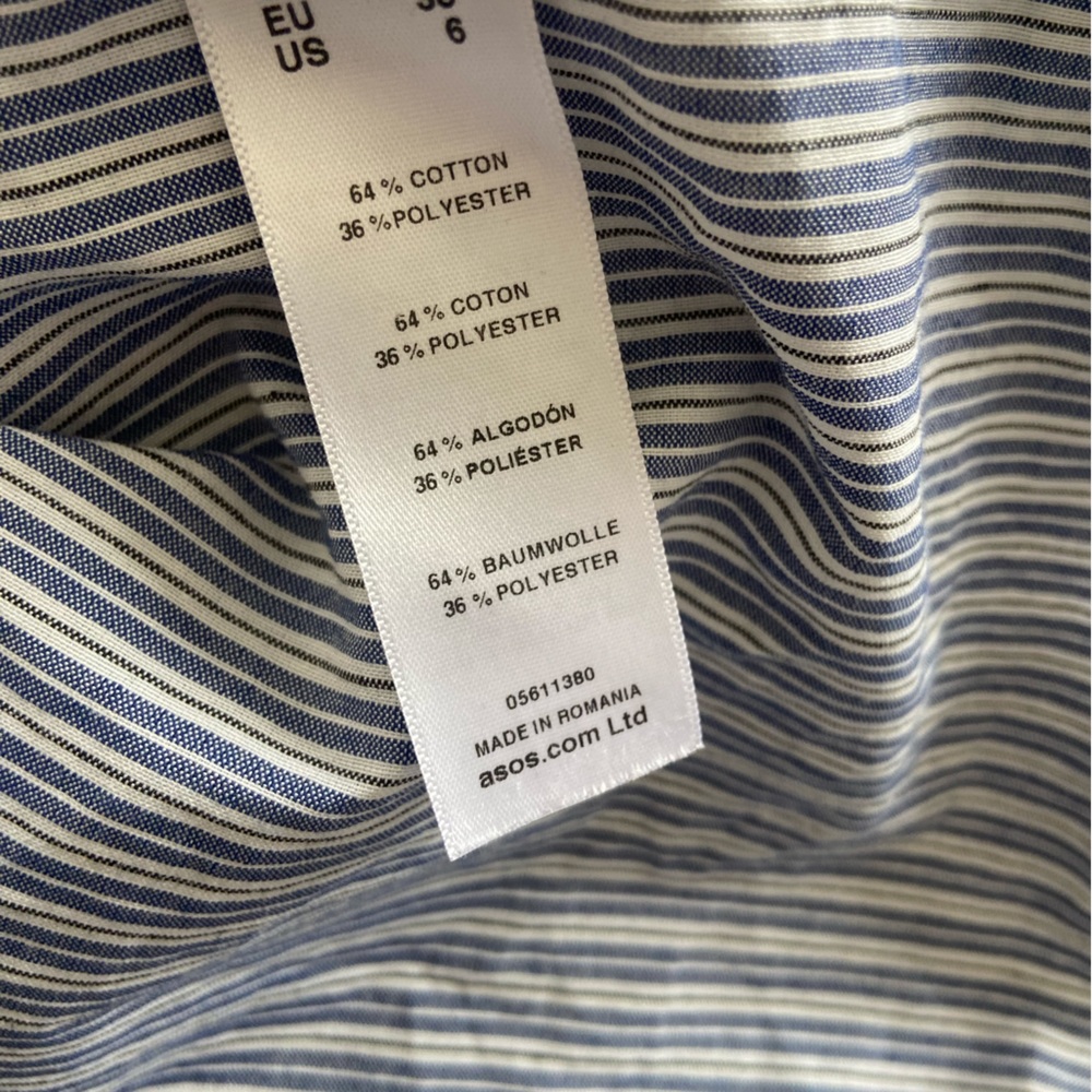 🛑SOLD ASOS Off the Shoulder Cotton MIDI Dress in Blue Stripe Size 6 - Picture 11 of 11